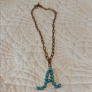 Turquoise Beaded Initial Necklace